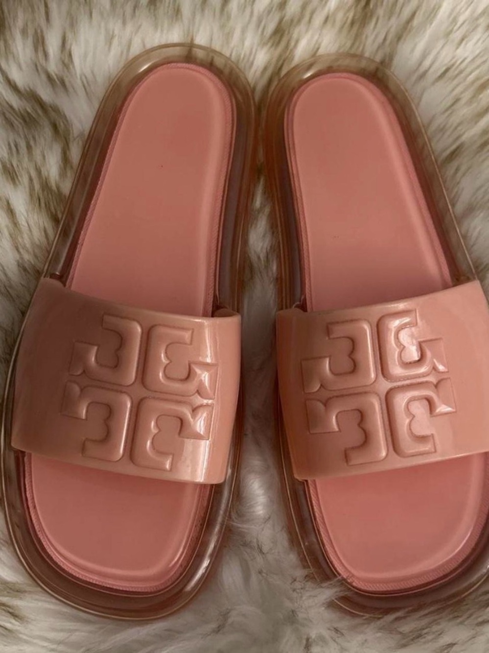 Tory Burch Blush Pink Logo Slide Sandals